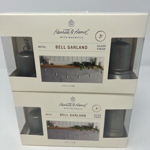 Hearth & Hand 2 Sets of Metal Silver Bell Garland . Each 5’ for a total of 10’